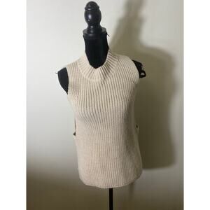 Knit Sleeveless Sweater Vest - Cream